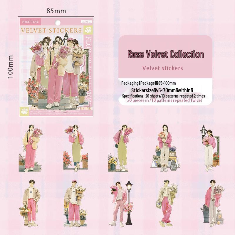 

Huaxu Xiaoyu Series Sticker Pack: Retro Character Themes for Journals, 20 Sheets, 6 Styles