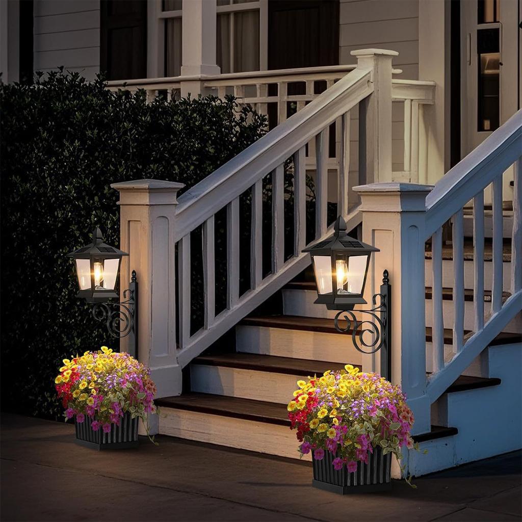 Solar Planter Lights Wall Mount/Standing Outdoor Solar Flower Pot Waterproof Solar Lamp Post With Planter For Garden Patio Decor