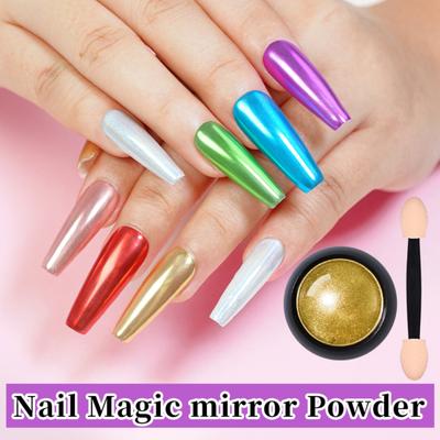 Golden Mirror Nail Powder Holographic White Pearl Chrome Metallic Powder DIY Nail Art Kit for Nail Art Decoration