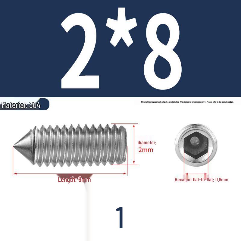 12.9 Edelstahl 304 Innensechskant Kegelspitze Gewindestift M2/M3