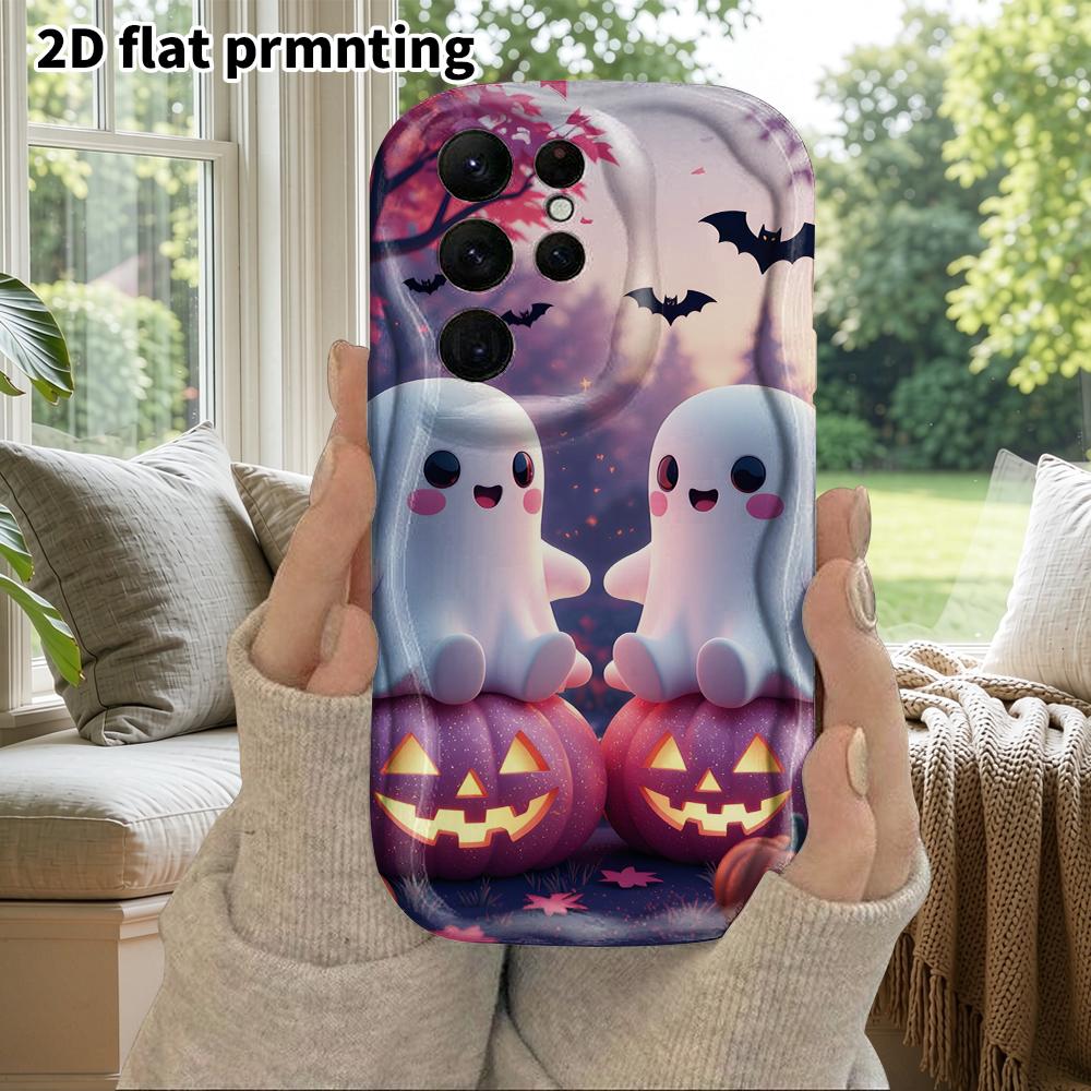 Phone Case: 2D Flat Samsung Galaxy A34 A35 M05 M06 S20 S22 S21 FE Plus 5G Protective Case, Couple Style, Cute Little Ghost, Christmas and Halloween Gi
