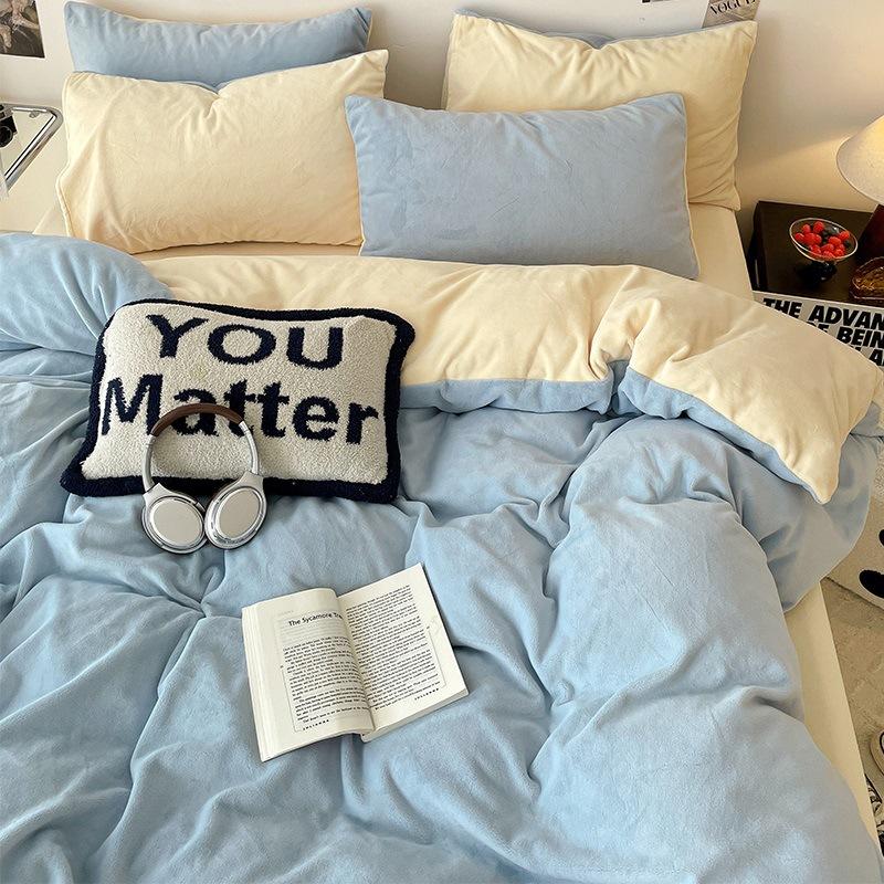 

Thickened Milk Fleece Quilt Cover Single Piece 150X200Cm Quilt Single Piece Fleece Flange Coral Fleece Quilt Cover Four-Piece Set 150x200cm milk fleece quilt cover single piece