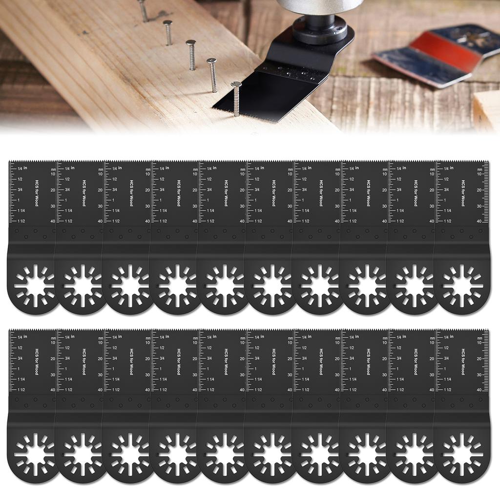 20PCS Multi Tool Blades Oscillating Saw Blade Carbon Steel Saw Blade Renovator Multi Cutter Blade For Wood Plastic Metal Cutting