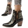 Printed Embroidery Pointed Square Heel Chelsea Boots Autumn New Short Tube Style Women's Boots Women
