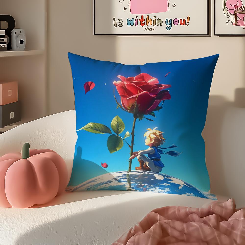 Classic French Literary IP Anime LLittle Prince Cushion Cover Pillowcase Short Plush Invisible zipper Room Sofa Cushion Cover