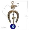 Golden Horse Shoe Elephant Pendant Nepal Glass Decor - Metal Hanging Ornament for Home Blessing Gift