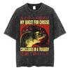 The Horrors Are Never Ending Yet I Remain Silly T-shirt Funny Japanese Style Frog Retro Washed T Shirt Men's Oversized Tees Tops