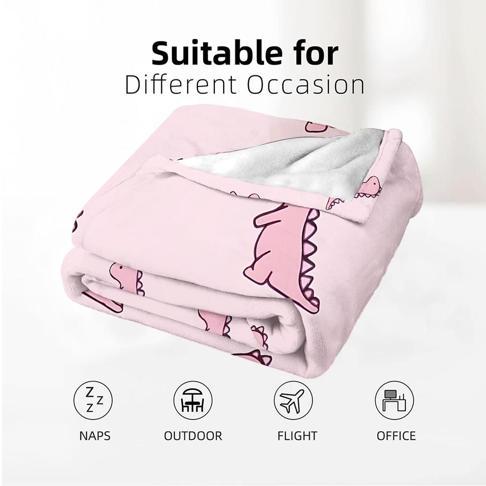 Rosa Dino Linie Cartoon Anime Druck Flanelldecke Weiche Warme Decke für Kinderzimmer Sofa Weihnachten Büro Auto