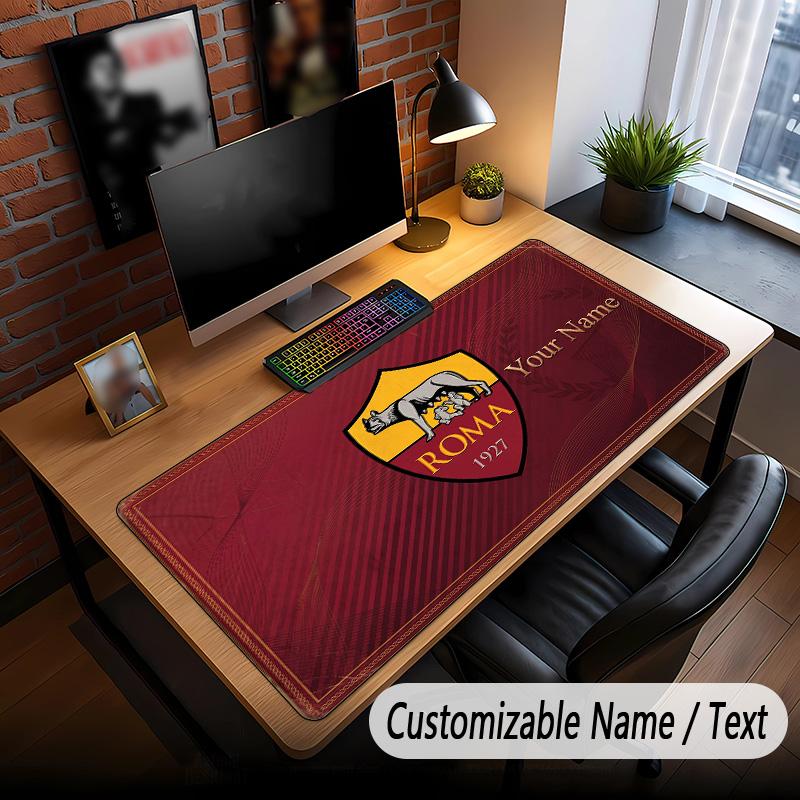 Large Mouse Pad AS Roma FC Print Custom Name Text Desk Mat for Office Gaming