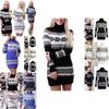 Elegant Christmas Woman Turtleneck Sweater Dress With Festive Snowflake Pattern