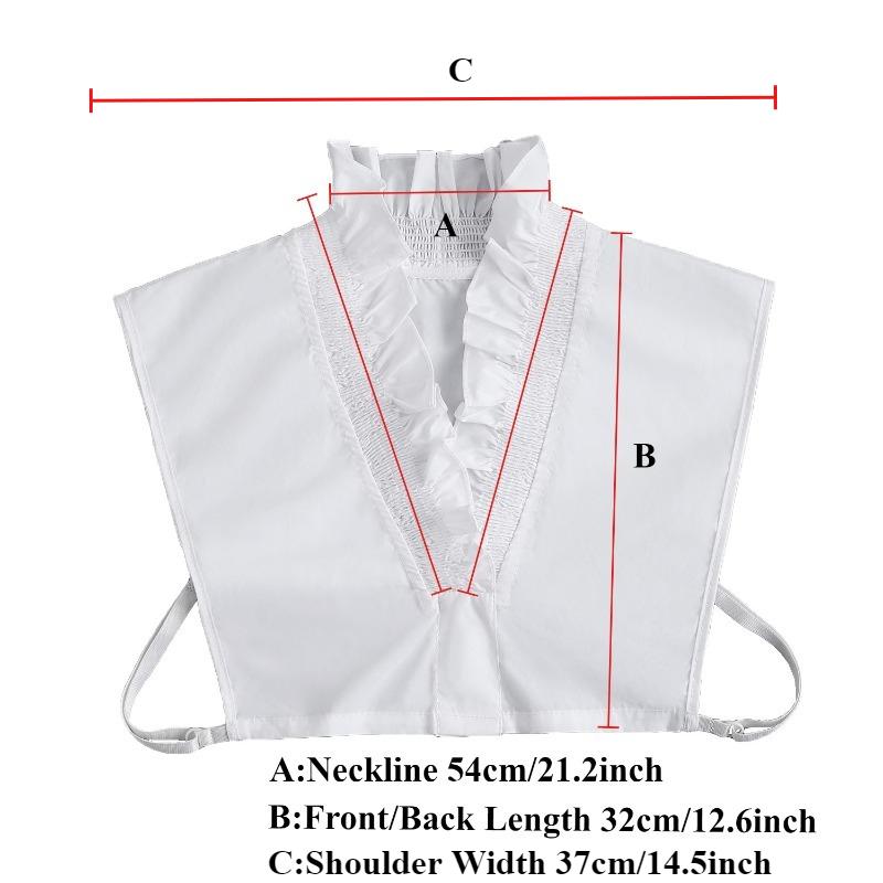 Womens Half Shirt Detachable Collar for Sweater Fungus Edge Cotton Deep V-neck Blouse Shirt Fake Collar Decorative
