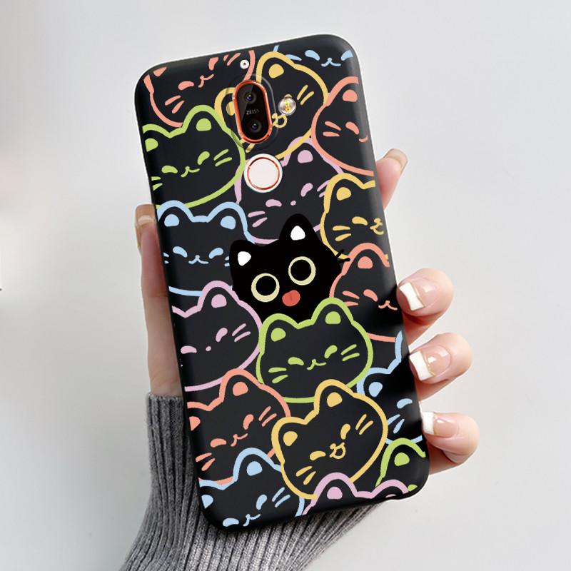 

Case For Nokia 7 Plus Casing Cute Rabbit Funny Cat Black Silicone Shockproof Phone Case for nokia 7 7.1 7plus Soft Cover Bumper Nokia 7 Plus
