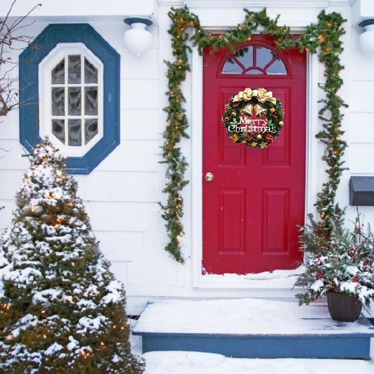 Couronne de Noël 11 Pouces Guirlande Artificielle pour Porte d'Entrée Décorations de Noël