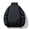 Men's Solid-color Casual Fleece Thickened Cotton-padded Jacket, Men's Fashionable Loose Stand-up Collar Zipper Cotton-padded Jacket