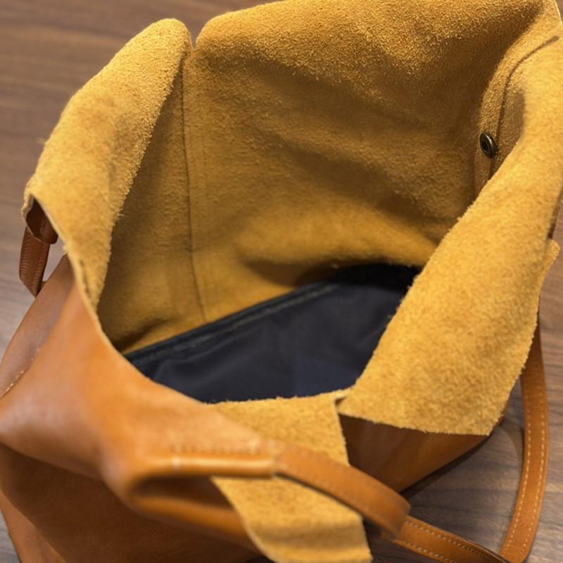 Johnature Ręcznie robiona torba typu tote na co dzień, wszechstronna torba na ramię do dojazdów, duża pojemność, torebka z prawdziwej skóry