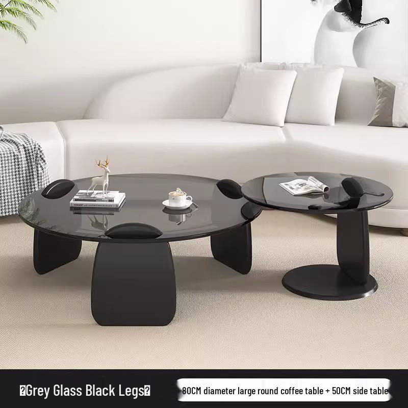Nordic Minimalist Round Tempered Glass Coffee Table for Living Room - Elegant Light Luxury Italian Style for Small Apartments