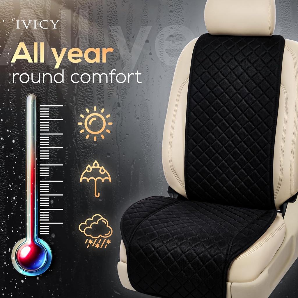 IVICY Leinen-Autositzbezug für Autos - Weich &; Atmungsaktive Front-Premium-Abdeckungen mit Anti-Rutsch-Schutz Universell passend für die meisten Autos, Vans, SUVs,