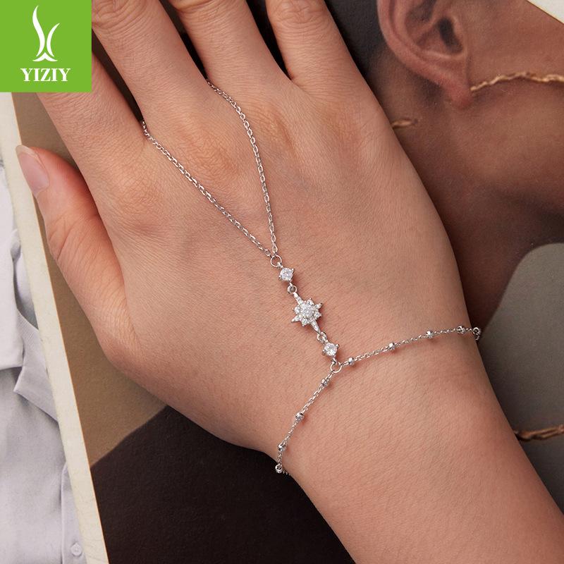 S925 Sterling Silver Mango Ring Bracelet Integrated Chain Simple Personalized Star Jewelry Cross-Border