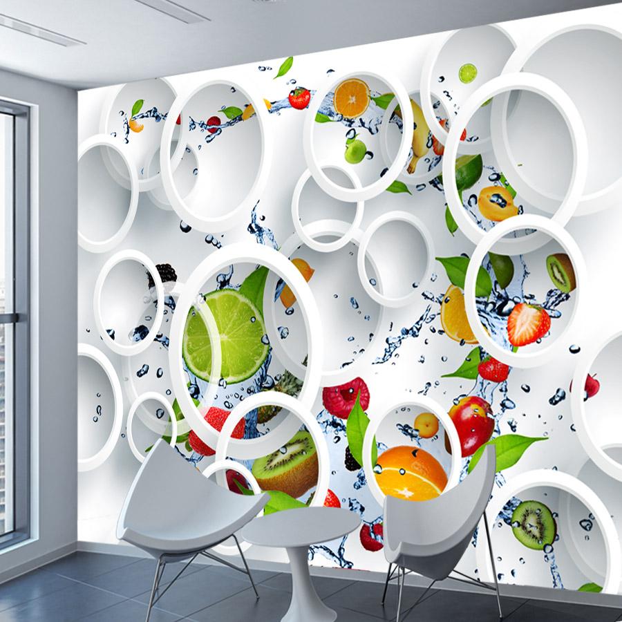 Removable Fruits Circle Prints Wallpapers for Living Room Waterproof Mural Home Decor Bedroom WallPapers