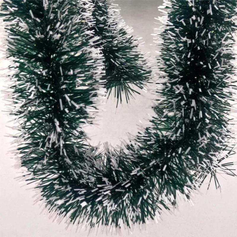 2m Christmas Tinsel Ribbon Garland Xmas Tree Hanging Pendent Ornaments Green Cane Ribbons Wreath for New Year Party Home Decor