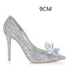 Grey Women's Crystal Wedding Shoes High Heels 2025Autumn New Silver All Diamond Bridal Shoes Water Diamond French Single Shoes