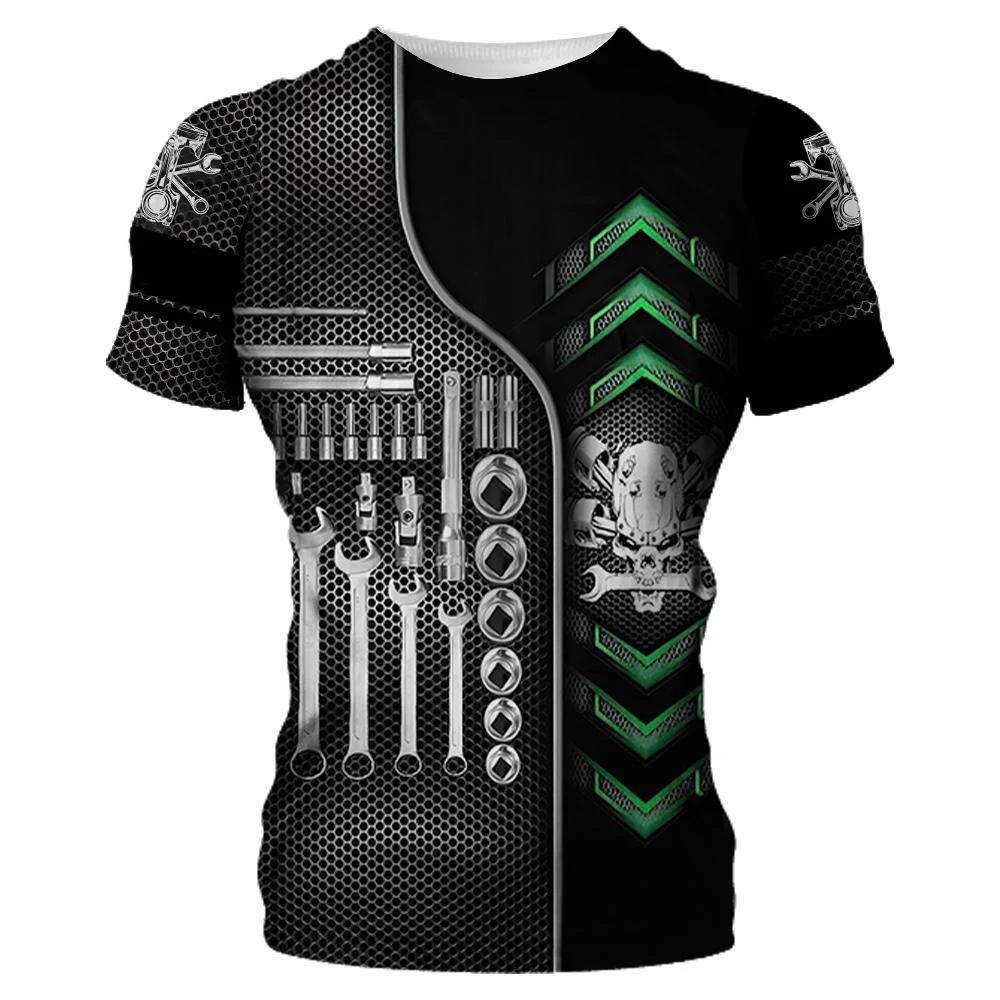 Summer Mechanic Men's T-shirt 3D Print short sleeve shirt Fashion personalized Sweatshirt Street plus size high quality clothing