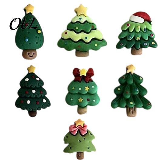 Miniature Christmas Tree Decor 7Pcs/Set Mini Refrigerator Magnet, Xmas Shape Resin Holiday Ornaments Fridge Decorative Magnet for Whiteboard