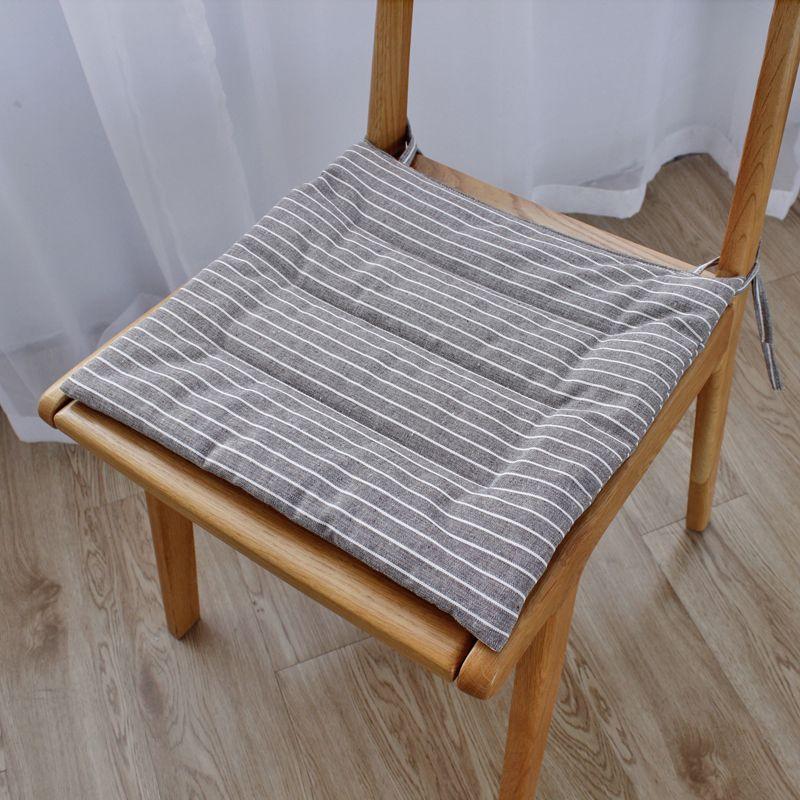 

Minimalist Modern Japanese Style Garden Cotton and Linen Stripes Summer Office Chair Cushion Fabric Cotton and Linen Soft Plaid Cushion Non Slip Grey Curry 40x 40cm thin section