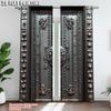2Pcs Door Pattern Digital Printed Window Curtain For Living Room Bedroom Decoration Polyester Material Machine Washable