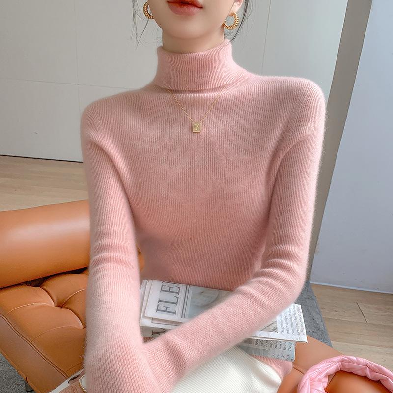 Women's Slim Fit Seamless Cashmere Turtleneck Sweater - Versatile, Flattering Knit for Autumn/Winter