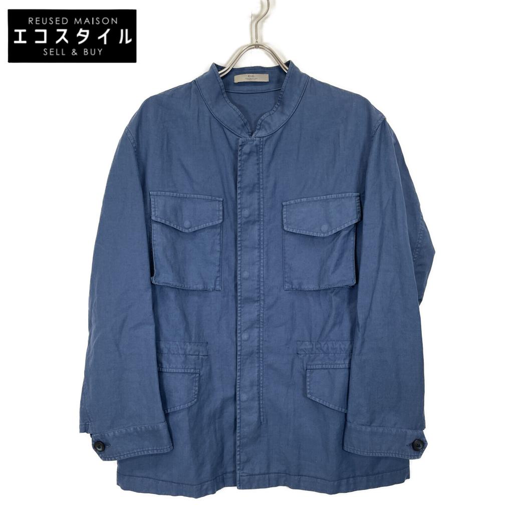 Corneliani CC COLLECTION CORNELIANI Blue Cotton Linen RESCA52 Field Jacket Jacket 52 blueUsed