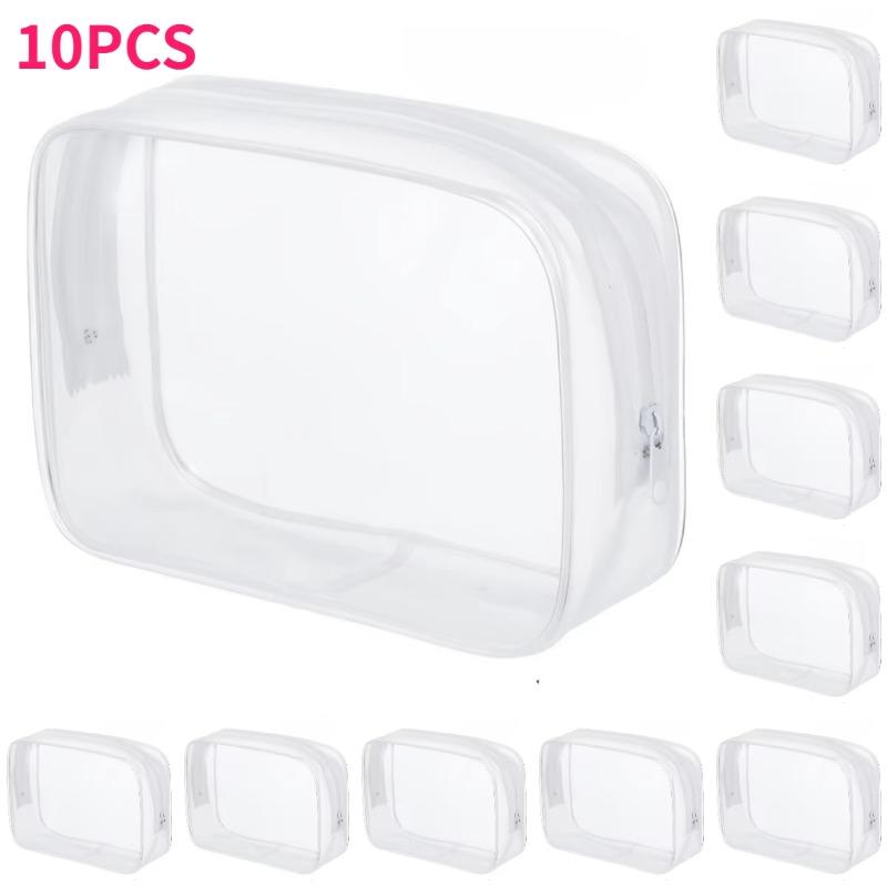 

10pcs Clear PVC Makeup Bags with Zipper Transparent Cosmetic Organizer Stackable Travel Toiletry Case Makeup Pouch Cosmetic Bags
