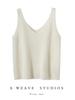 Women's Cashmere V-Neck Ribbed Tank: Autumn/Winter Sleeveless Knit Base Layer with Spaghetti Straps in Solid Colors