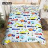 Kids Equipment Trucks Duvet Cover King Boys Cartoon Car Bedding Set Construction Highway Comforter Cover Set