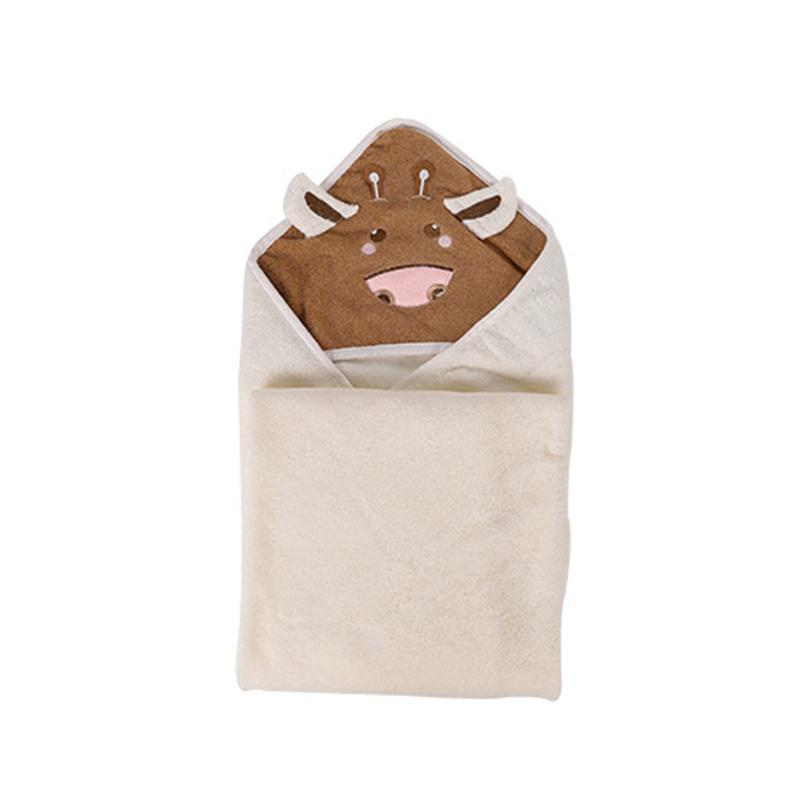 80x80cm 100% Baumwolle Kinderumhang Zuhause Weich Badezimmer Bad Kapuzenhandtuch Cartoon Kuh Kinder Steppdecke Decke