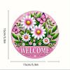 Vintage Pink Butterfly Daisy Aluminum Wall Sign, Rustproof Round Metal Art for Home Porch Entryway Decor