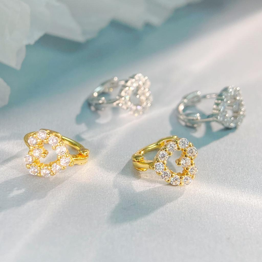 Light Luxury Unique Love Full Diamond Earrings S925 Sterling Silver Earrings, Sweet Girly Style Holiday Wear Versatile Ear Buckles 2026