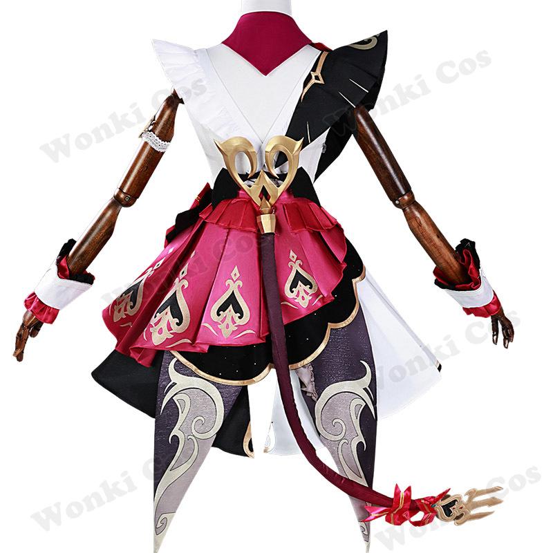 Fontaine Escoffier Cosplay Costume Wig Hair For Game Impact Escoffier Cosplay Shoes For Women Role Play Party Outfits