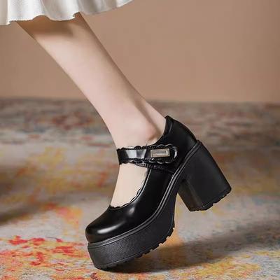 CM Mary Jane Schuhe neue Frühling Japanische JK kleine Lederschuhe wasserdichte Plateau dicke Sohle dicke hohe Absätze einzelne Schuhe