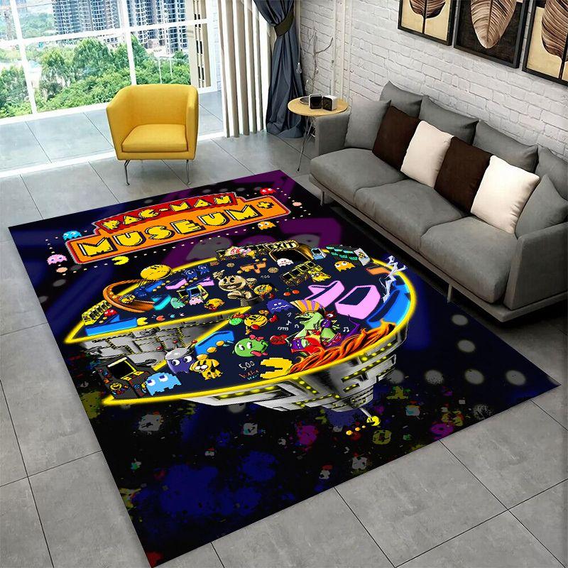 Retro P-Pacman Game Non-Slip Area Rug for Living Room,Bedroom,Playroom,Soft Carpet Floor Mat Home Decor Rug Kids Room Gift