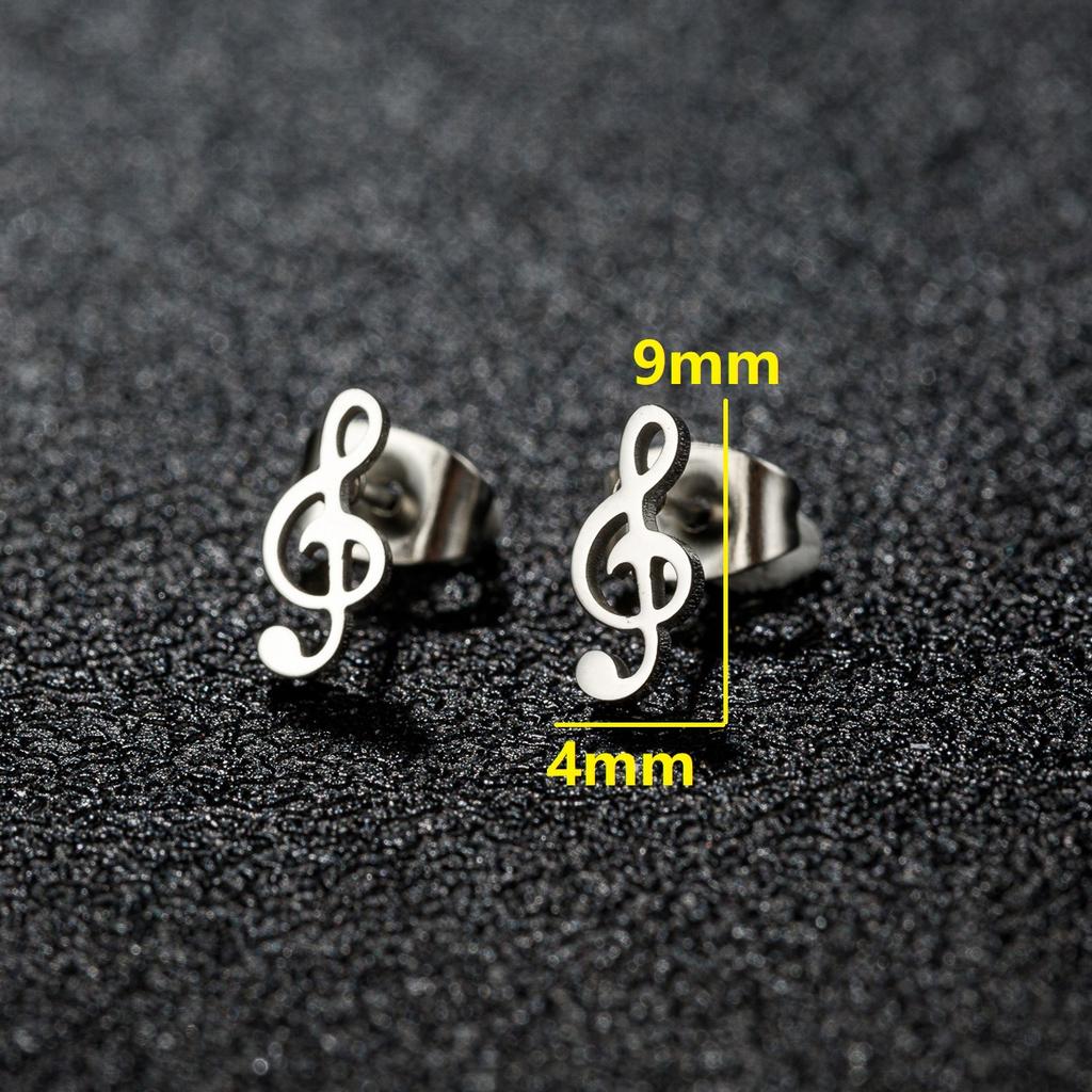 1 Pair Mini Music Earrings Stainless Steel Lovely Small Ear Studs for Women Charm Musical Note Earring Jewelry Gift