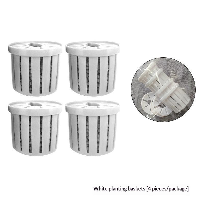 

4Pcs Pet Fish Tank Landscaping Basin Aquarium Planter Cups Stand Stable Fish Tank Net Cup Hydroponic Plant Storage Fixed Baskets білий