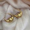 New Simple Face Moon Stud Earrings Niche Three-dimensional European and American French Fashion High-end Gorgeous Earrings