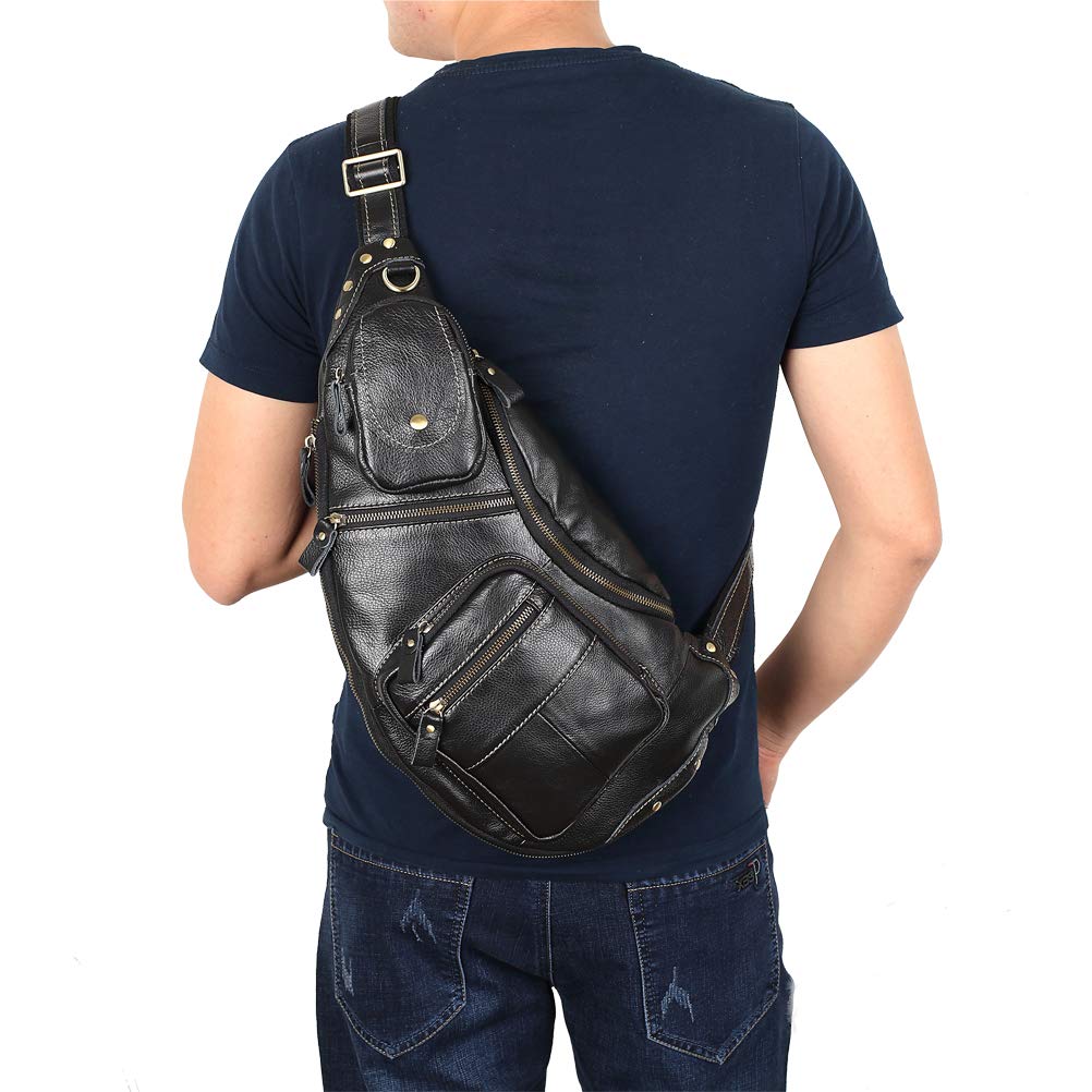 Meigardass Genuine Leather Crossbody Bag for Large Expandable Cowhide iPad and Folding Umbrella Storage Men, Capacity, Gusset, One-Shoulder Bag,