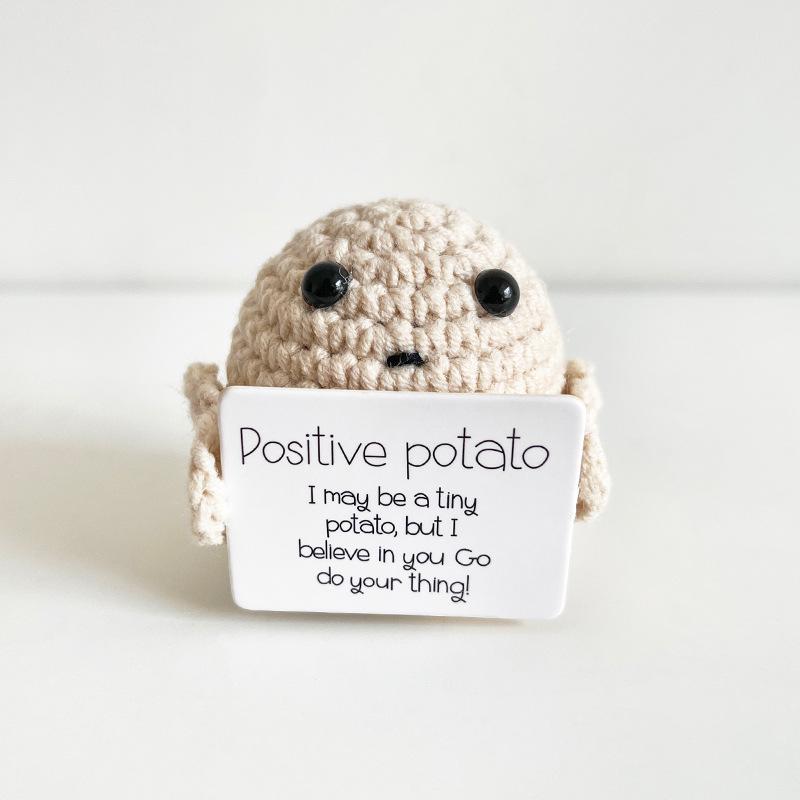 Cross-border Positive Energy Potato Crochet Doll: Humorous Yarn-Knitted Bonsai Ornament and Gift Card