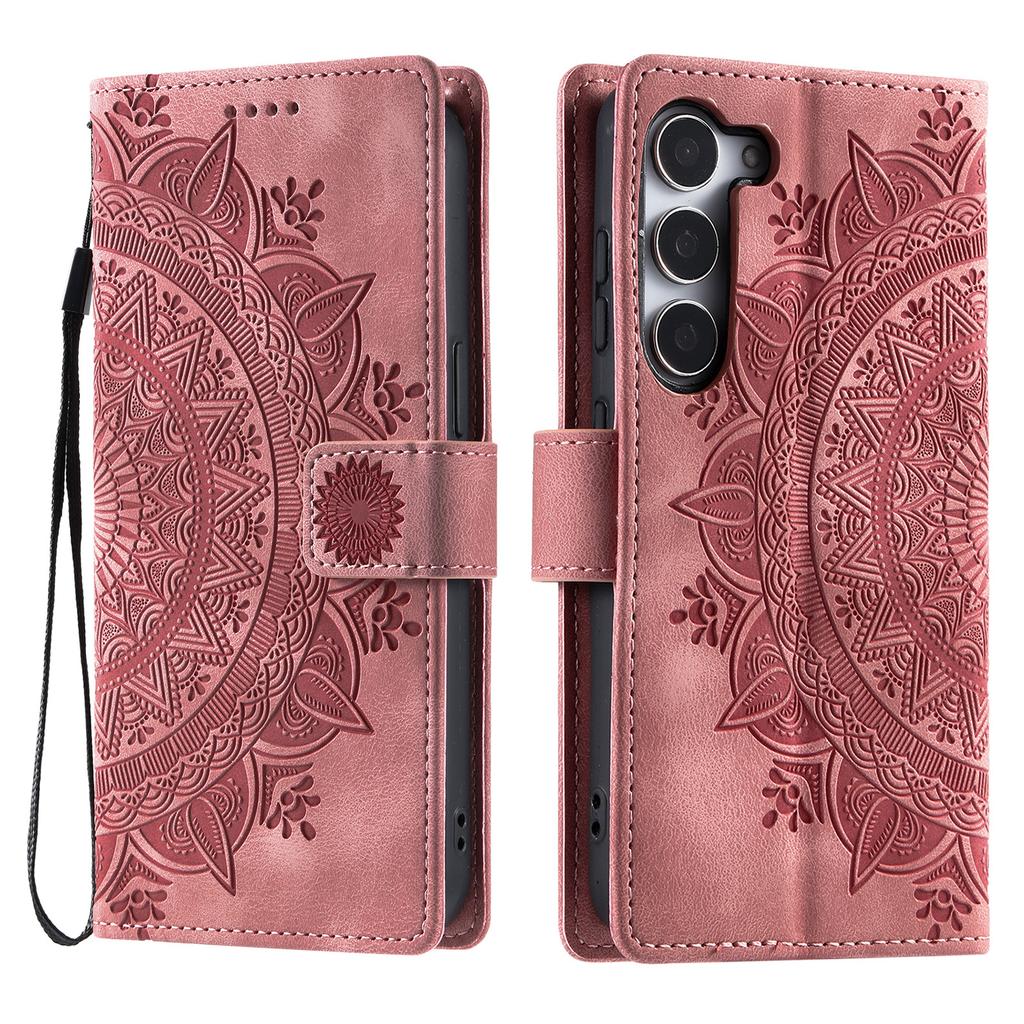 For Samsung Galaxy S26/S26 Pro Case Imprinted Totem Skin Feel Wallet Leather Phone Cover with Hand Strap