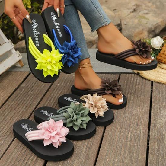 2026 Plus Size Women's Floral Toe Post Flip-Flops: Unisex Summer Sandals