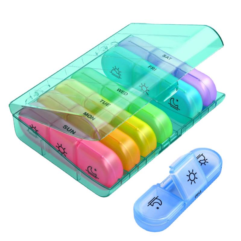 7-Day Pill Organizer 21 Grids 3 Times a Day Portable Travel Pill Box with Large Compartments for Vitamins Medicine and Fish Oils