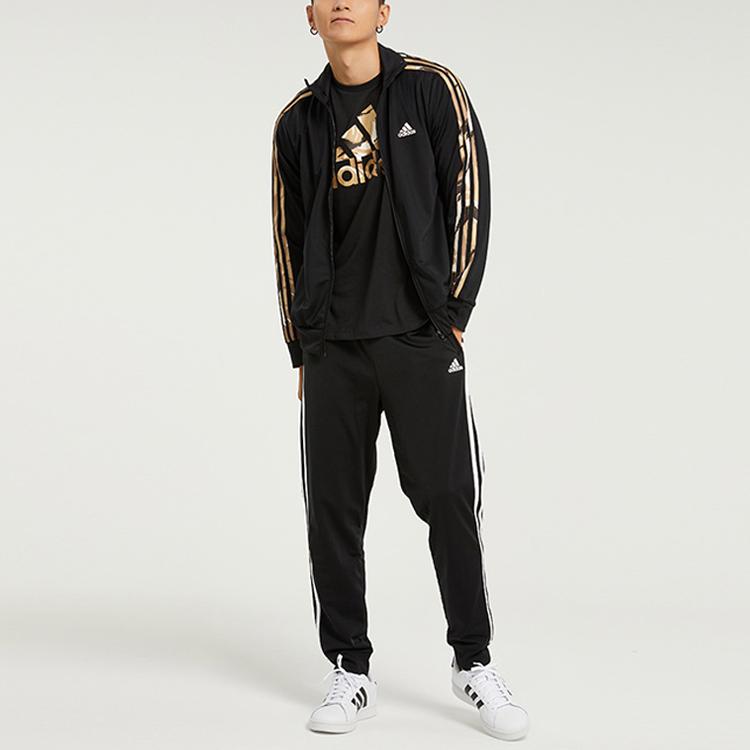 Adidas 3-Stripes Track Jacket Knit Stand Collar Men Outerwear Black H48437