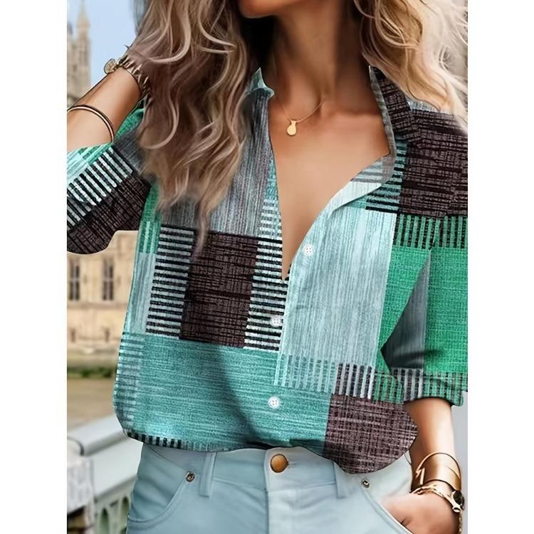 Y2k Elegant Patchwork Blouse Long Sleeve Shirt Women Casual Spring Fall Clothing